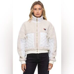 NWT - Aviator Nation - Teddy Full Zip Jacket - Vintage White